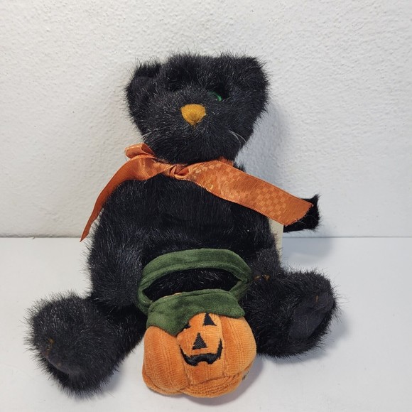 BOYDS BEARS BLACK CAT PEPPER B SCAREDYCAT DRESSED JOINTED PUMPKIN Damaged tag - Picture 1 of 9